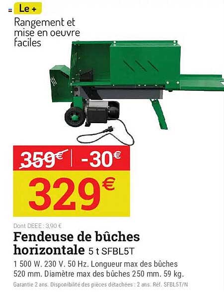 Fendeuse de bûches horizontale 5 t SFBL5T