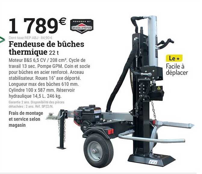Fendeuse de bûches thermique 22 t