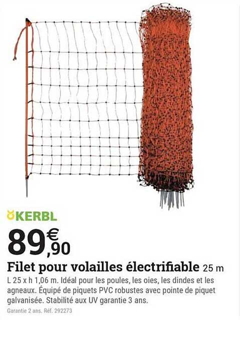 Filet pour volailles électrifiable 25 m