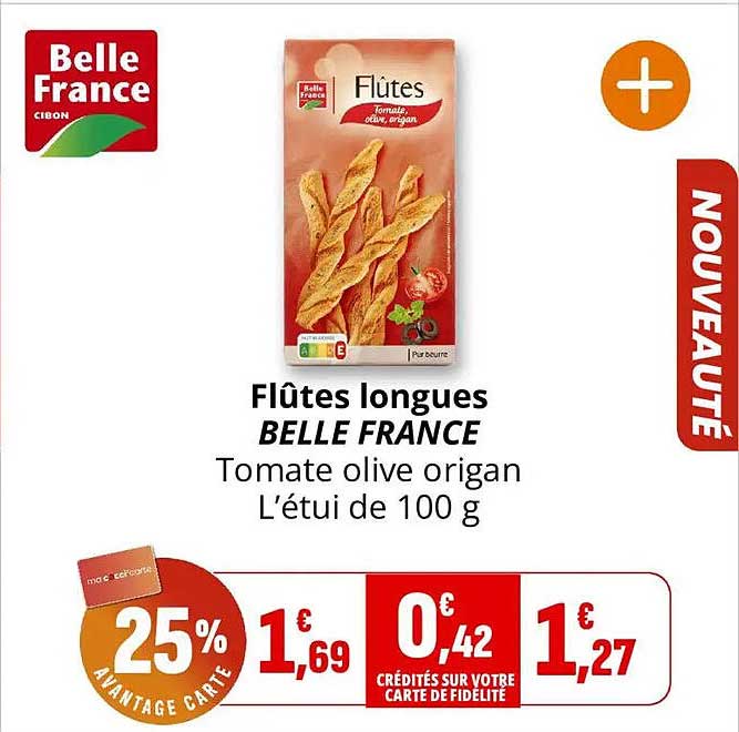 Flûtes longues BELLE FRANCE Tomate olive orgain L’étui de 100 g