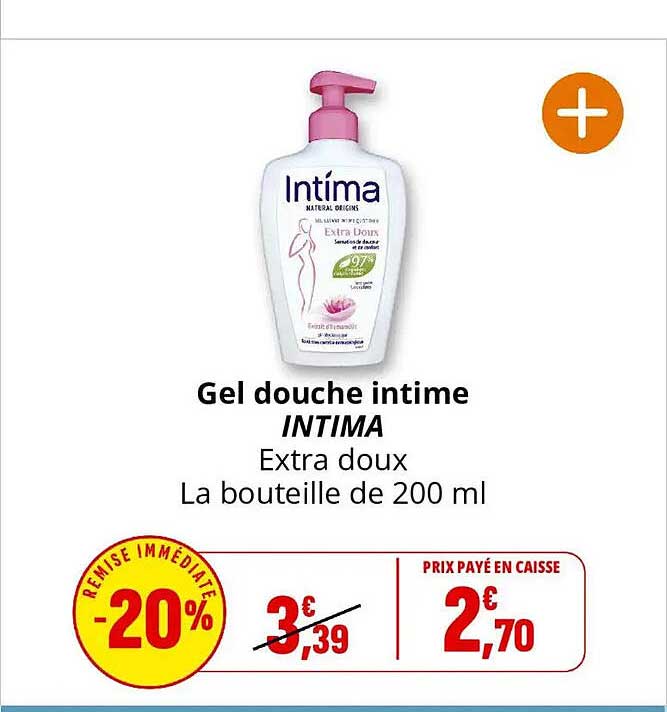 Gel douche intime INTIMA Extra doux La bouteille de 200 ml
