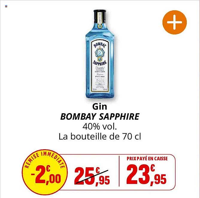 Gin BOMBAY SAPPHIRE 40% vol. La bouteille de 70 cl