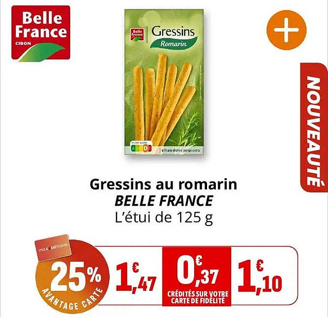Gressins au romarin BELLE FRANCE L’étui de 125 g