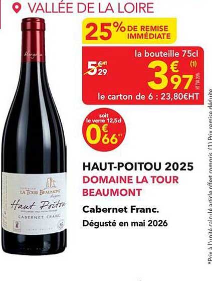 HAUT-POITOU 2025 DOMAINE LA TOUR BEAUMONT Cabernet Franc.