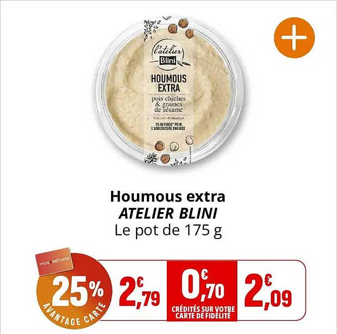 Houmous extra ATELIER BLINI Le pot de 175 g