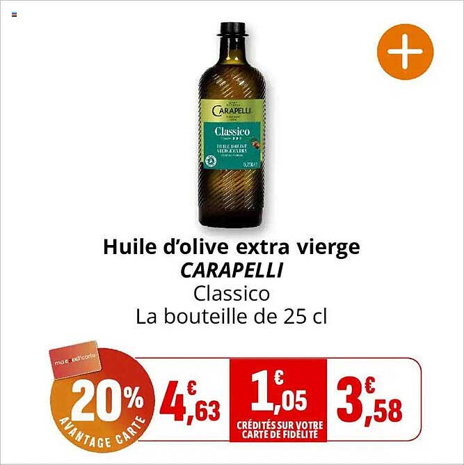 Huile d'olive extra vierge CARAPELLI Classico La bouteille de 25 cl