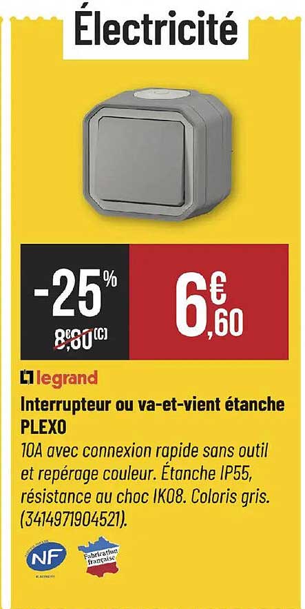 Interrupteur ou va-et-vient étanche PLEXO