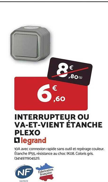 INTERRUPTEUR OU VA-ET-VIENT ÉTANCHE PLEXO