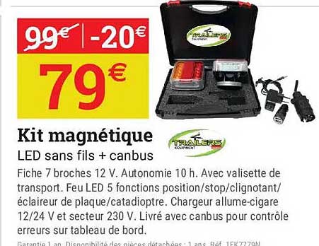 Kit magnétique LED sans fil + canbus