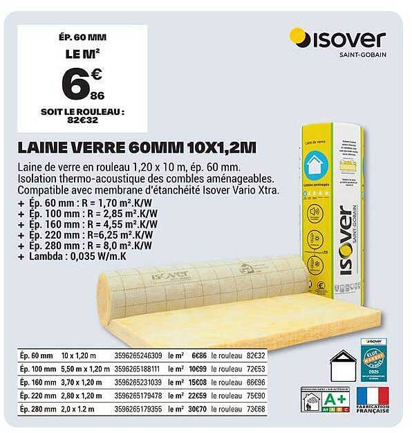 LAINE VERRE 60MM 10X1,2M