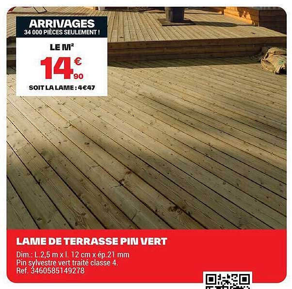 LAME DE TERRASSE PIN VERT