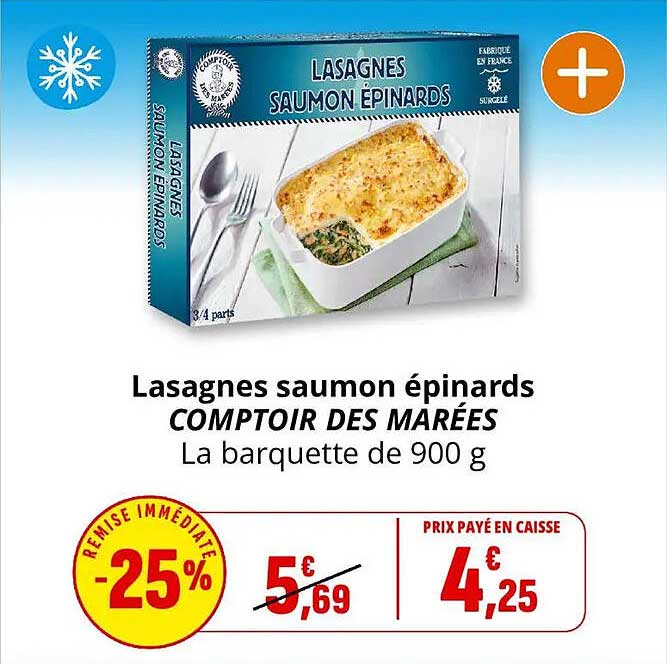 Lasagnes saumon épinards COMPTOIR DES MARÉES La barquette de 900 g