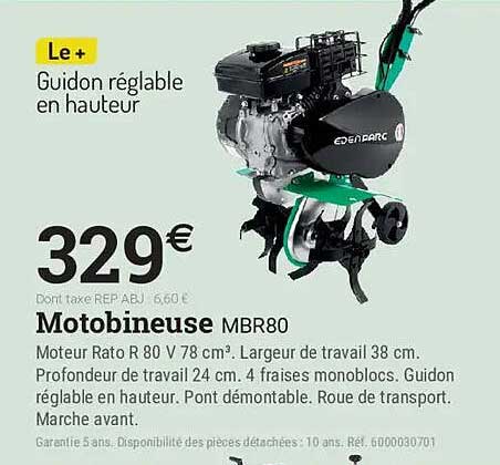 Le + Guidon réglable en hauteur Motobineuse MBR80