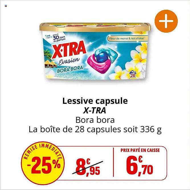 Lessive capsule X-TRA Bora bora La boîte de 28 capsules soit 336 g