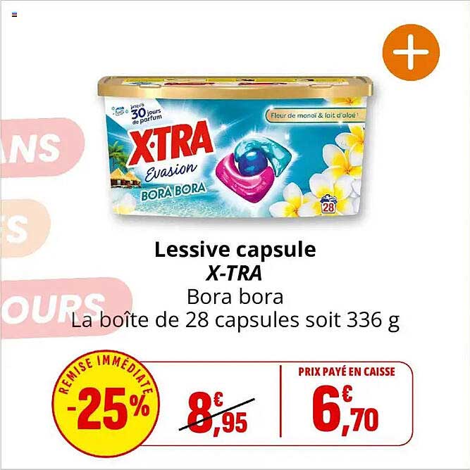 Lessive capsule X-TRA Bora bora La boîte de 28 capsules soit 336 g