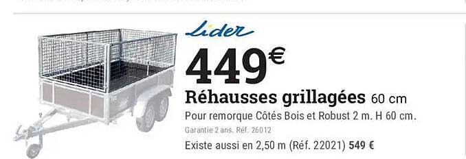 Lider 449€ Réhausses grillagées 60 cm