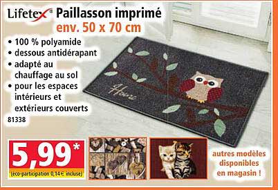Lifetex Paillasson imprimé env. 50 x 70 cm