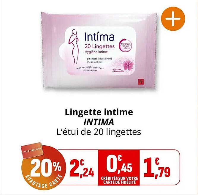 Lingette intime INTIMA L’étui de 20 lingettes