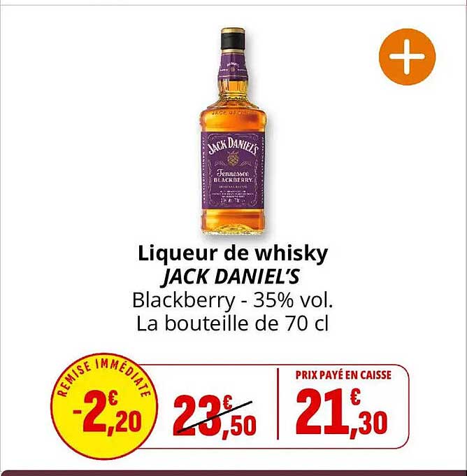 Liqueur de whisky JACK DANIEL'S Blackberry - 35% vol. La bouteille de 70 cl