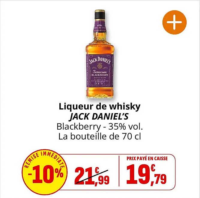 Liqueur de whisky JACK DANIEL'S Blackberry - 35% vol. La bouteille de 70 cl