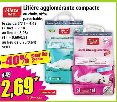 Litière agglomérante compacte