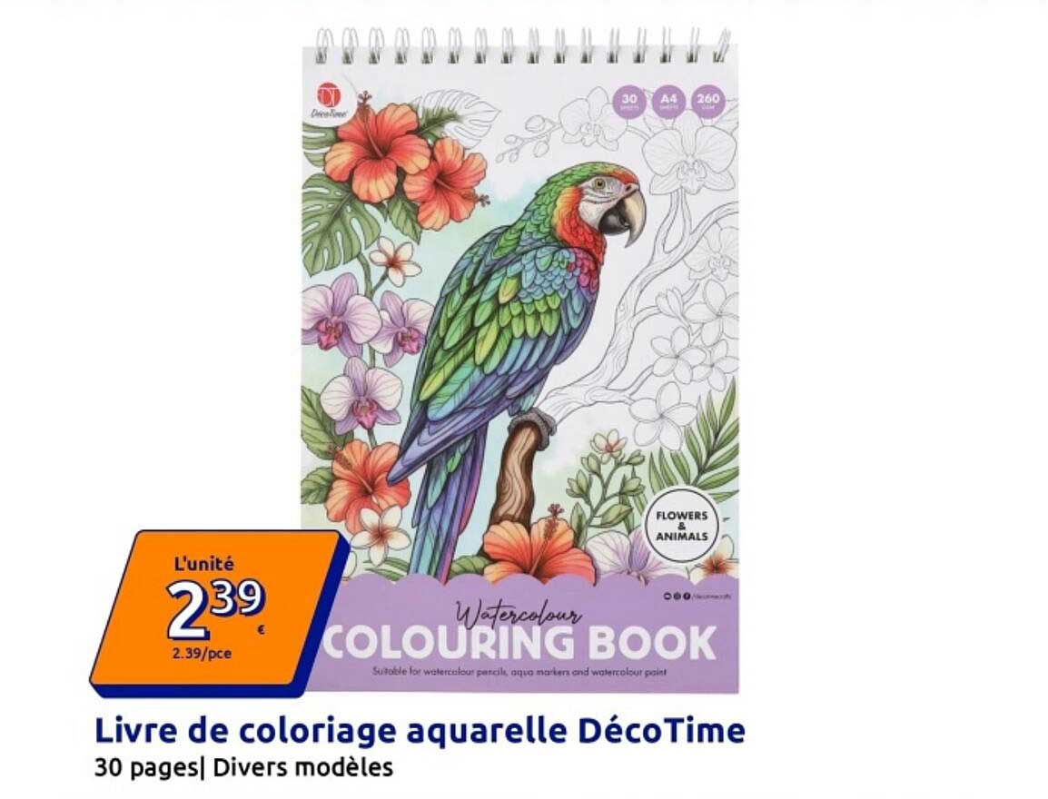 Livre de coloriage aquarelle DécoTime