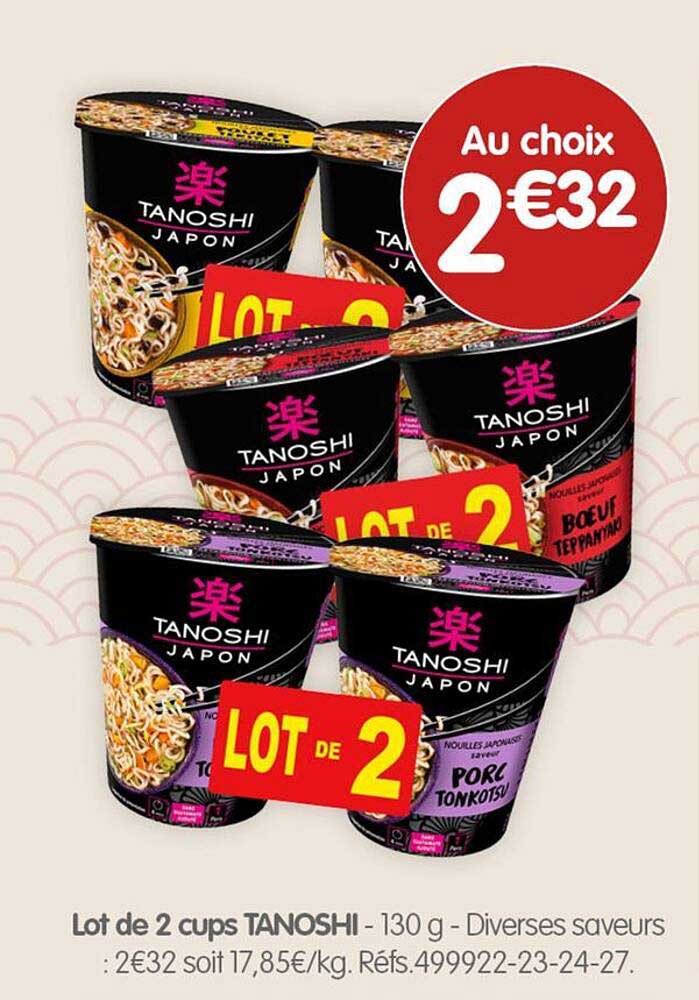 Lot de 2 cups TANOSHI - 130 g - Diverses saveurs