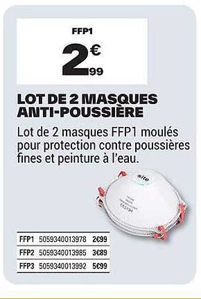 LOT DE 2 MASQUES ANTI-POUSSIÈRE