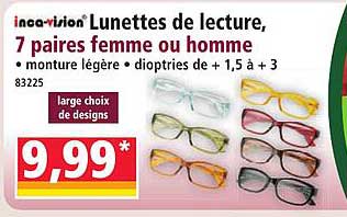 Lunettes de lecture, 7 paires femme ou homme • monture légère • dioptries de +1,5 à +3