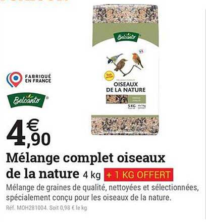 Mélange complet oiseaux de la nature 4 kg + 1 KG OFFERT