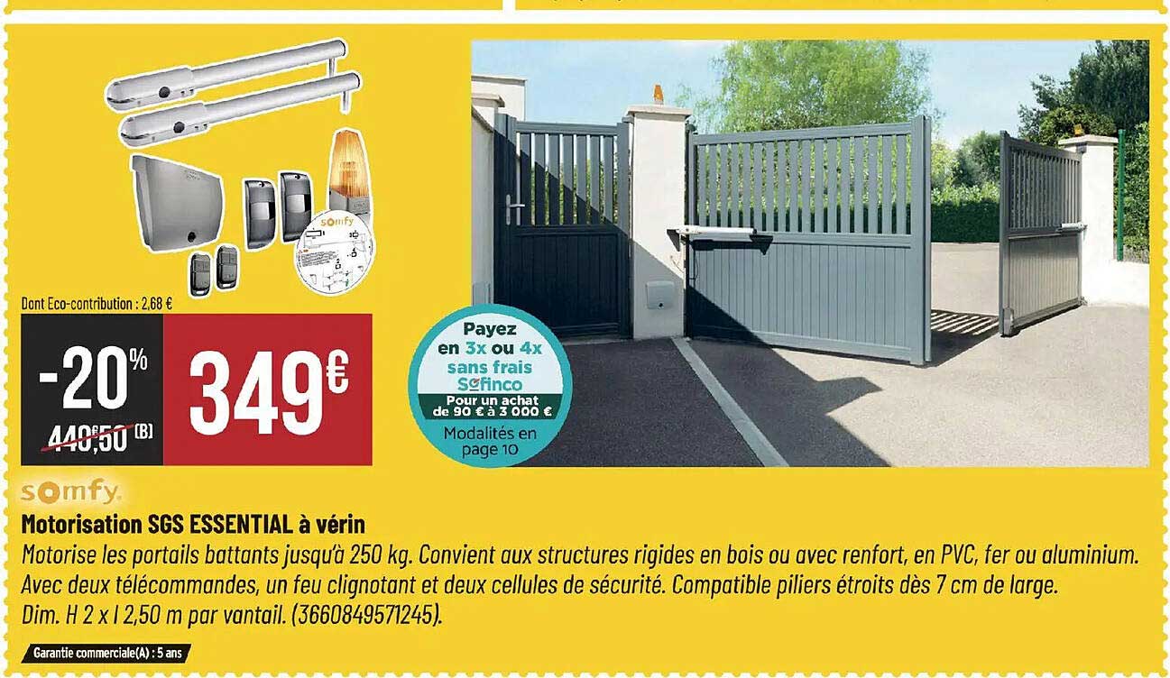 Motorisation SGS ESSENTIAL à vérin