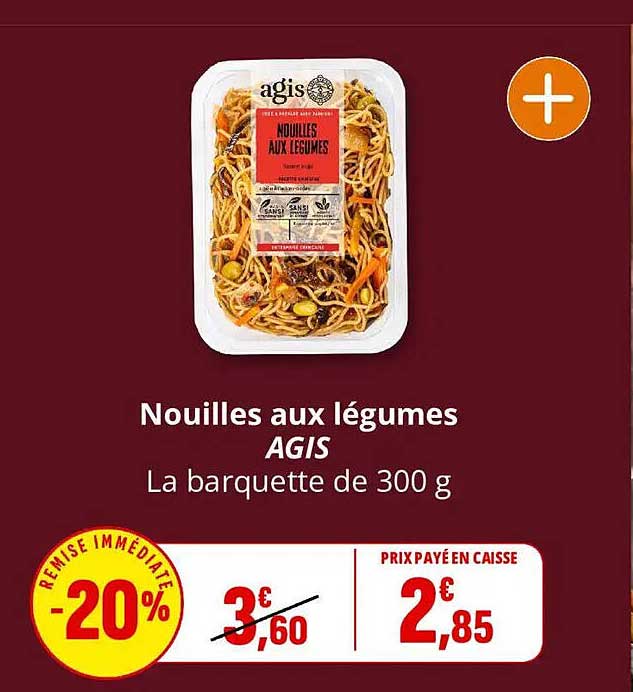Nouilles aux légumes AGIS La barquette de 300 g