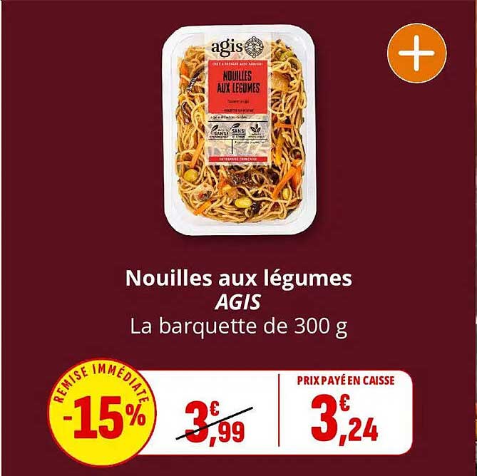 Nouilles aux légumes AGIS La barquette de 300 g
