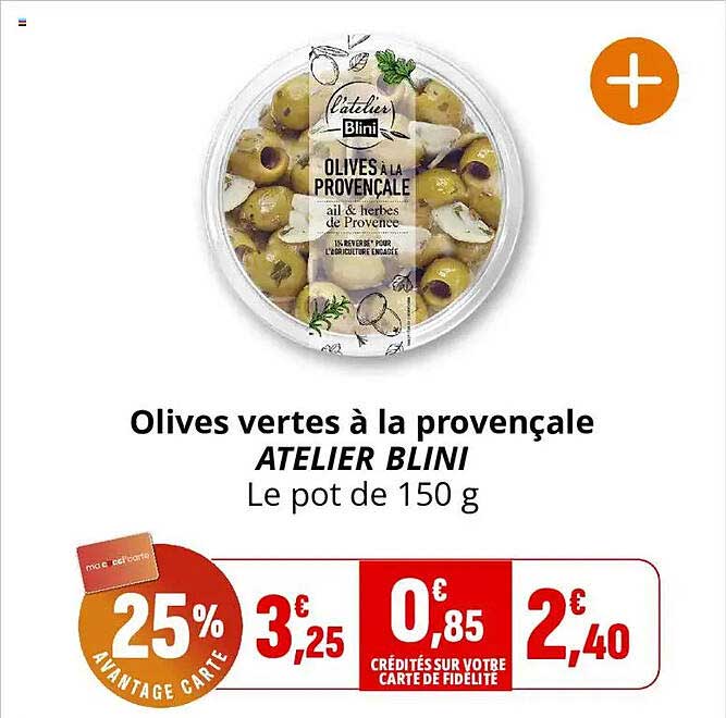 Olives vertes à la provençale ATELIER BLINI Le pot de 150 g