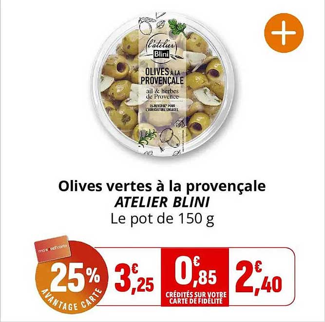 Olives vertes à la provençale ATELIER BLINI Le pot de 150 g