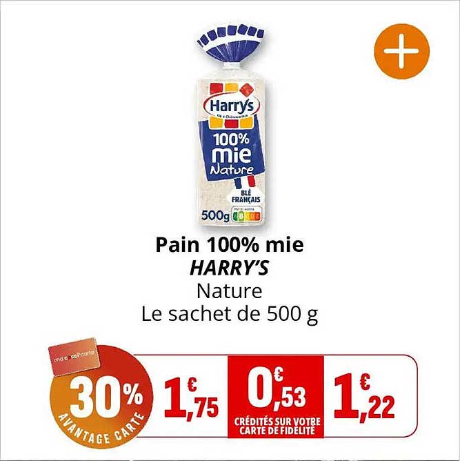 Pain 100% mie HARRY'S Nature Le sachet de 500 g