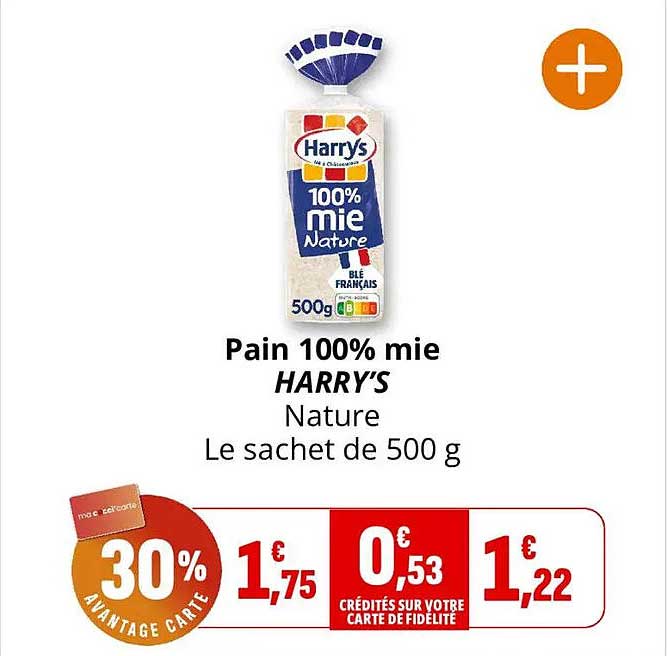 Pain 100% mie HARRY’S Nature Le sachet de 500 g
