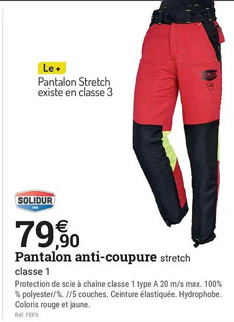 Pantalon anti-coupure stretch classe 1