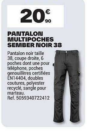 PANTALON MULTPOCHES SEMBER NOIR 38