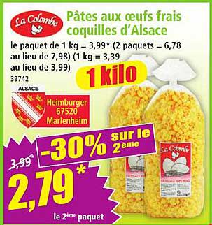 Pâtes aux œufs frais coquilles d'Alsace