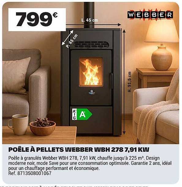 POELE A PELLETS WEBBER WBH 278 7,91 KW