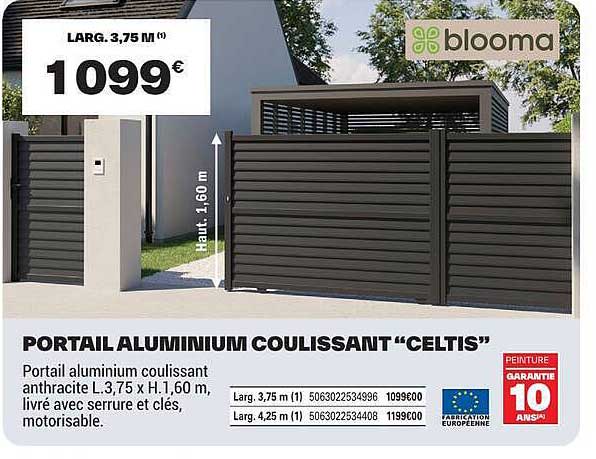 PORTAIL ALUMINIUM COULISSANT “CELTIS”
