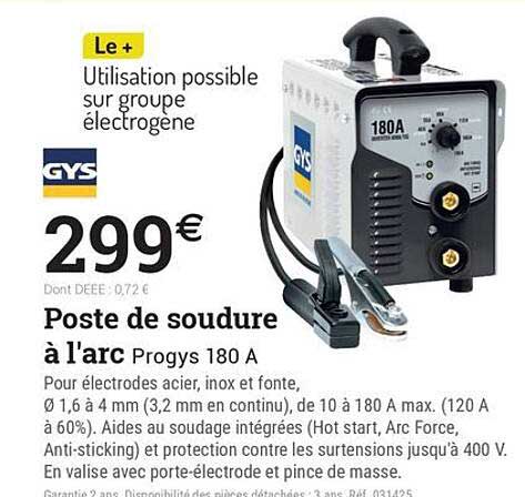 Poste de soudure à l'arc Progys 180 A
