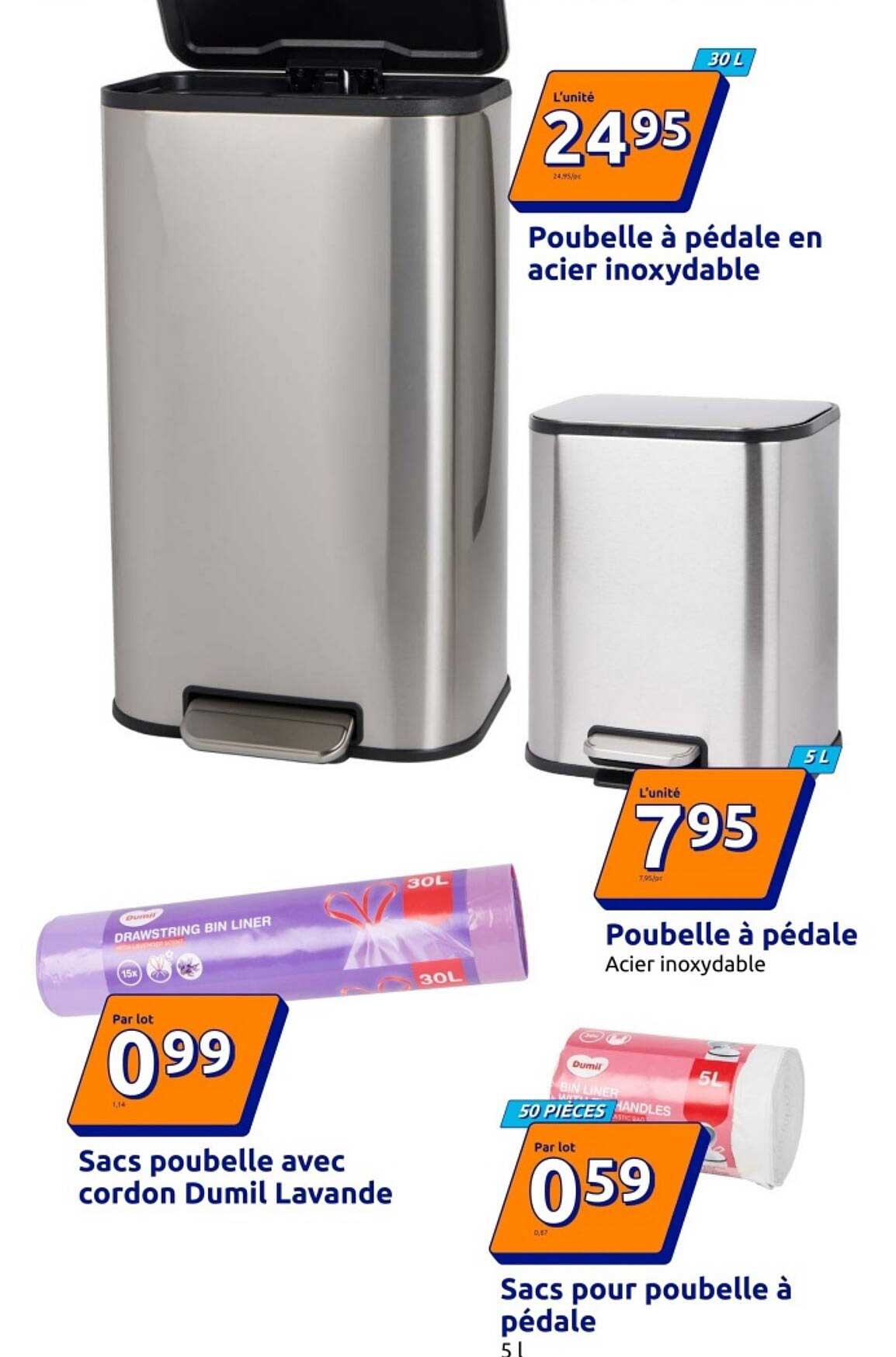 Poubelle à pédale en acier inoxydable