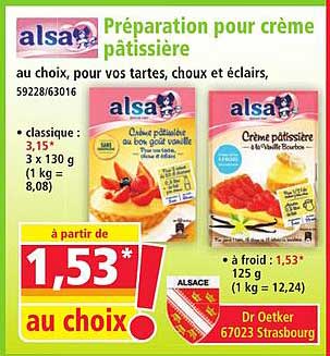 Préparation pour crème pâtissière