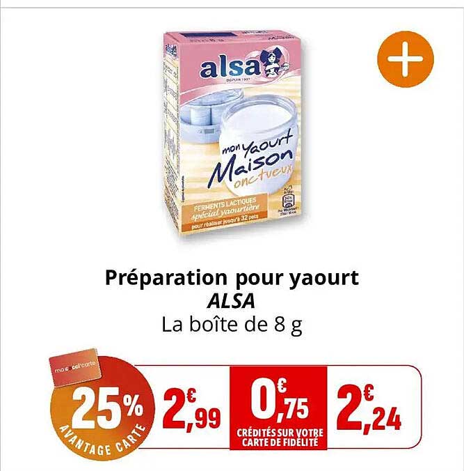 Préparation pour yaourt ALSA La boîte de 8 g