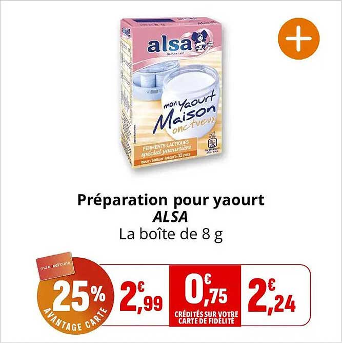 Préparation pour yaourt ALSA La boîte de 8 g