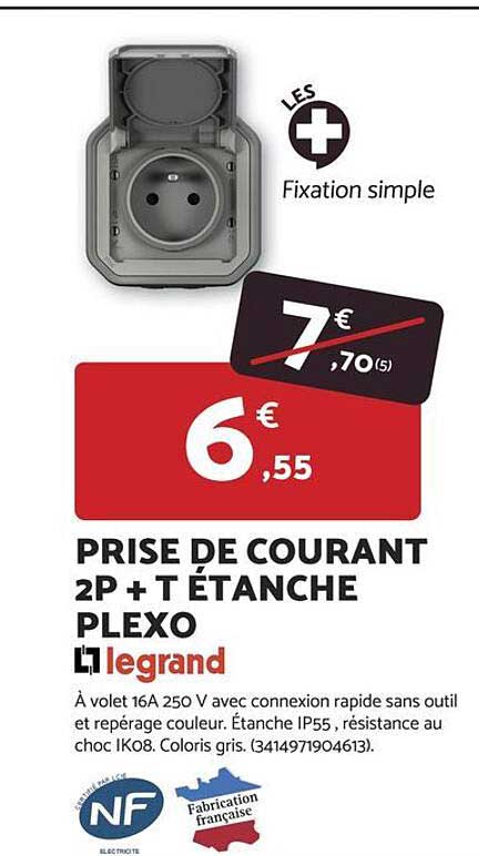 PRISE DE COURANT 2P + T ÉTANCHE PLEXO Legrand