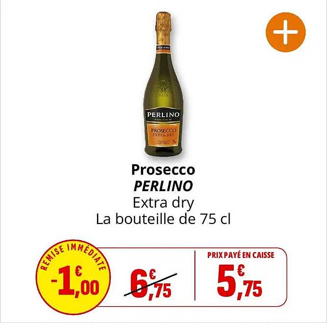 Prosecco PERLINO Extra dry La bouteille de 75 cl