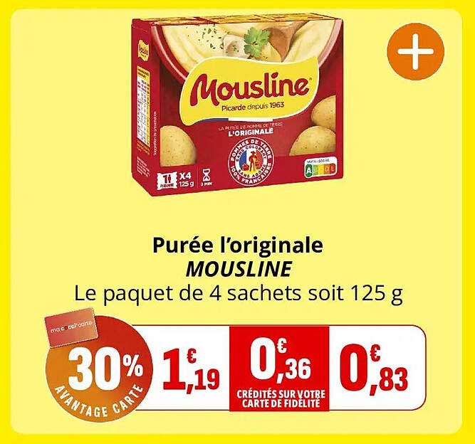 Purée l’originale MOUSLINE Le paquet de 4 sachets soit 125 g